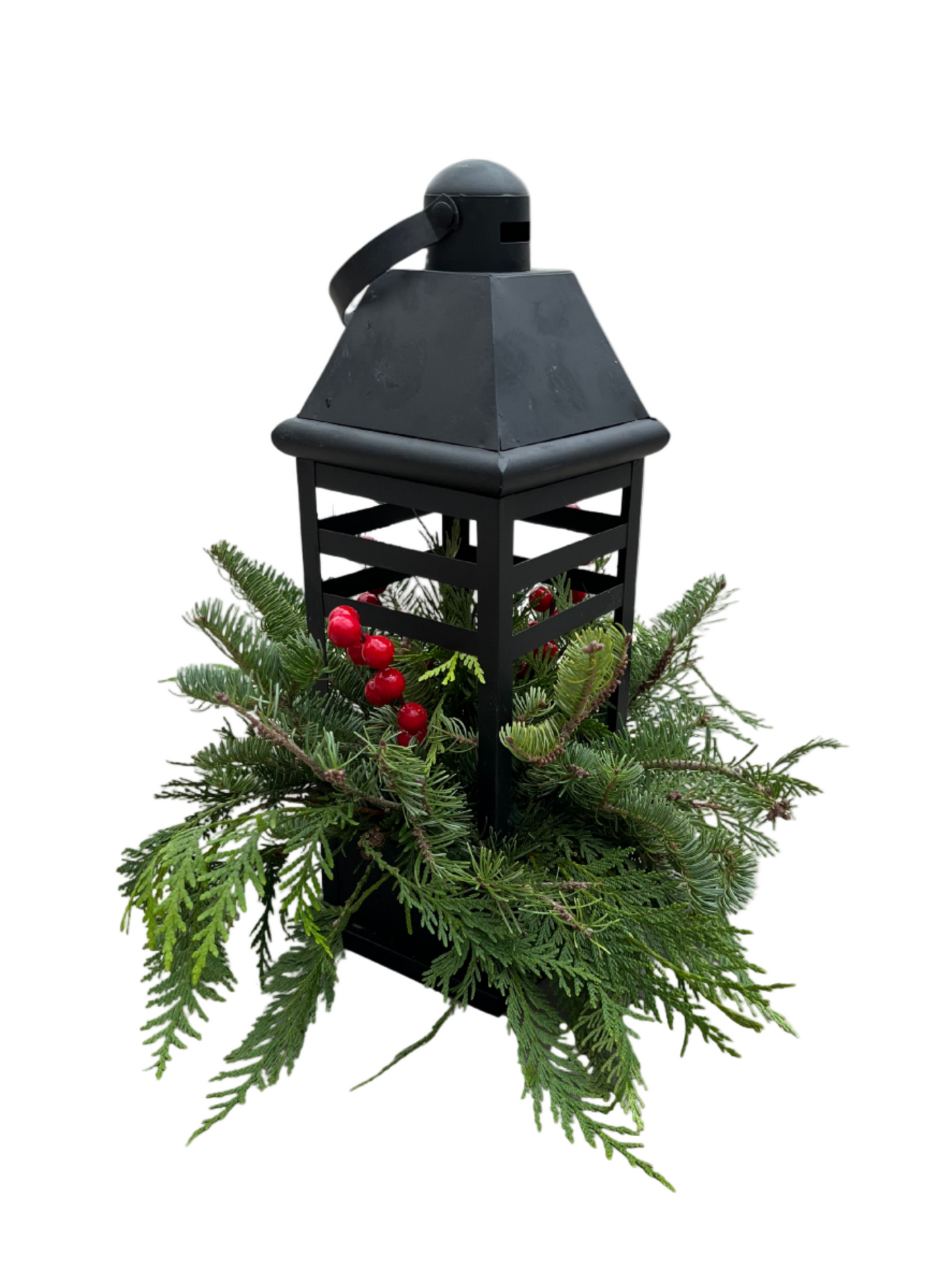 Holiday Lantern with Fresh Greens